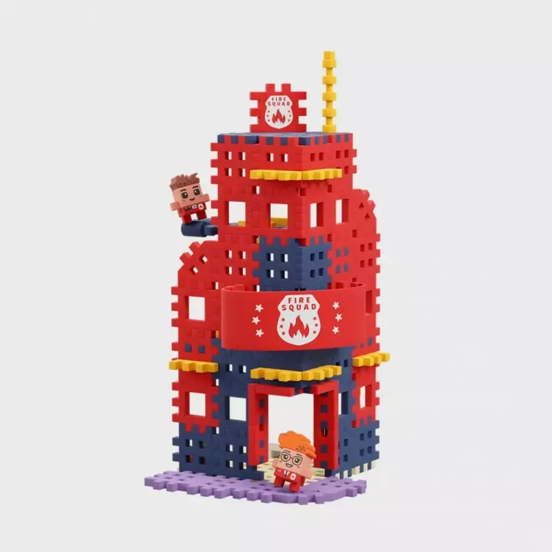 Set di costruzioni Marioinex Waffle Blocks caserma dei vigili del fuoco 280 pezzi, modello 906279