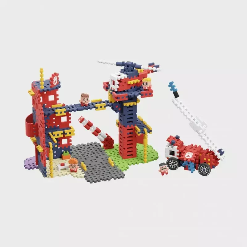 Set di costruzioni Marioinex Waffle Blocks caserma dei vigili del fuoco 280 pezzi, modello 906279