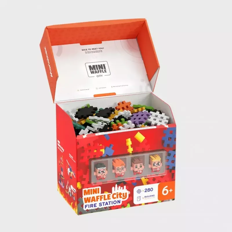 Set di costruzioni Marioinex Waffle Blocks caserma dei vigili del fuoco 280 pezzi, modello 906279