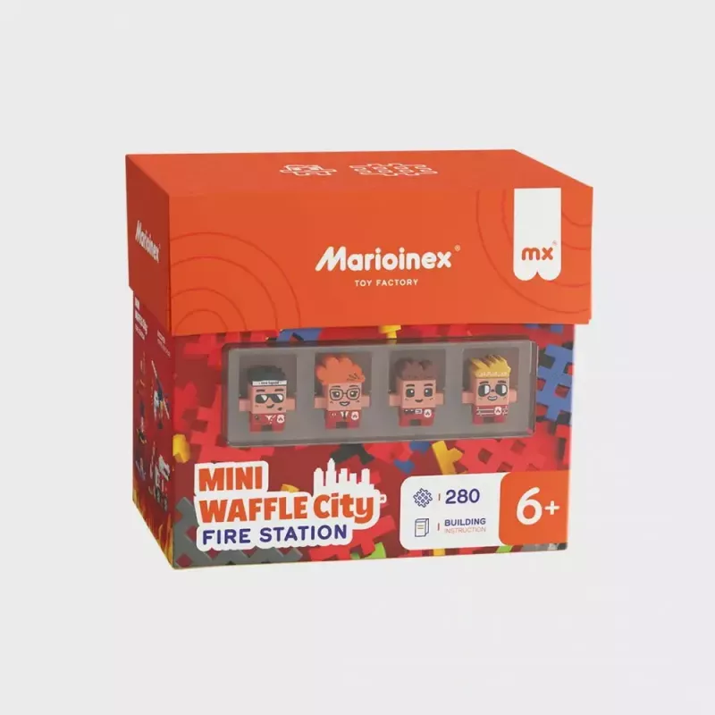 Set di costruzioni Marioinex Waffle Blocks caserma dei vigili del fuoco 280 pezzi, modello 906279