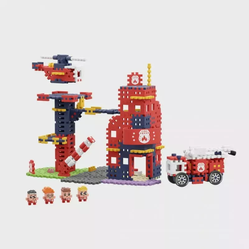 Set di costruzioni Marioinex Waffle Blocks caserma dei vigili del fuoco 280 pezzi, modello 906279