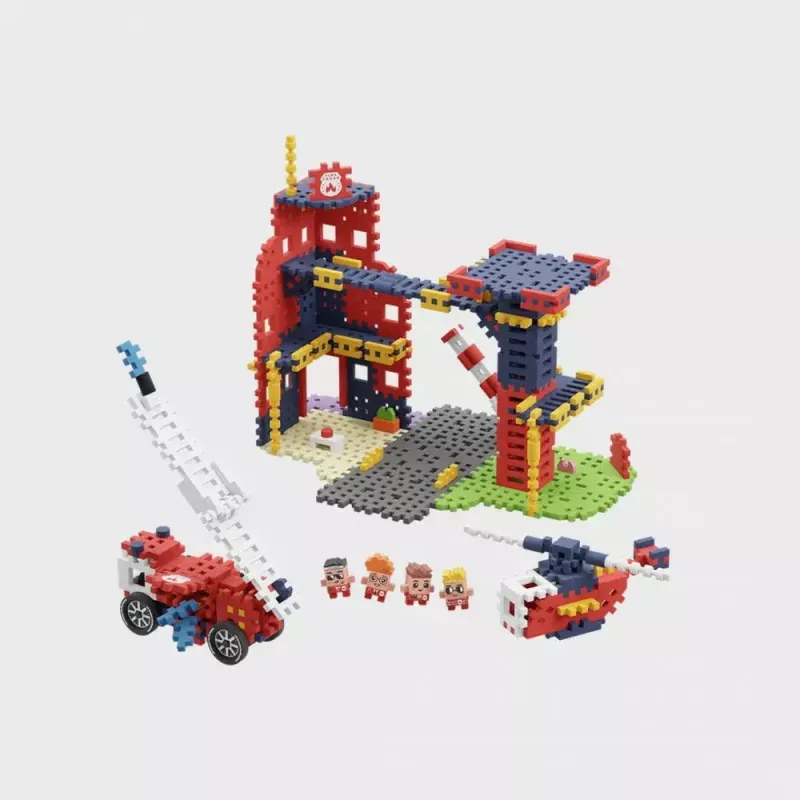 Set di costruzioni Marioinex Waffle Blocks caserma dei vigili del fuoco 280 pezzi, modello 906279