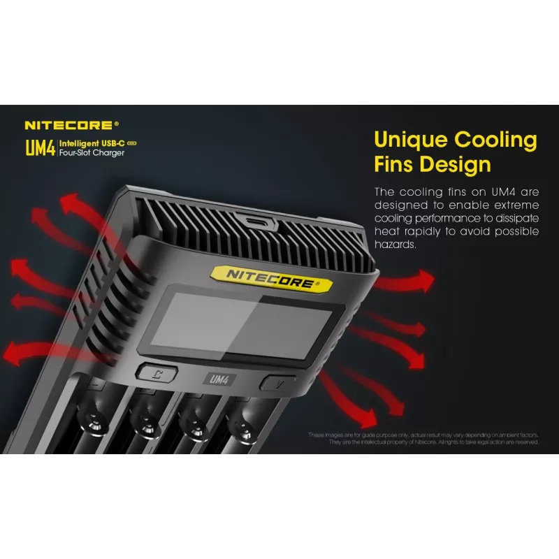 Nitecore UM4 caricabatterie batterie domestiche DC litio-ferro-fosfato litio-ione nichel-cadmio