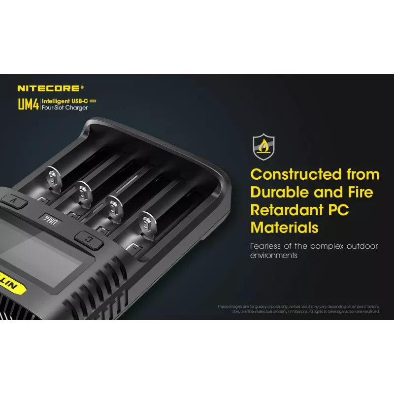 Nitecore UM4 caricabatterie batterie domestiche DC litio-ferro-fosfato litio-ione nichel-cadmio