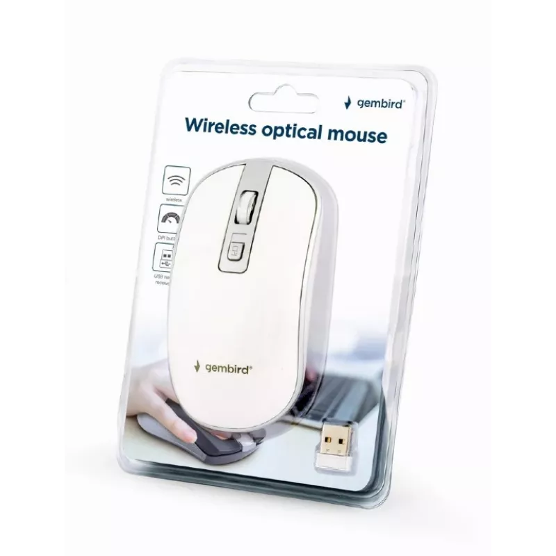 Mouse USB ottico wireless bianco/argento MUSW-4B-06-WS Gembird