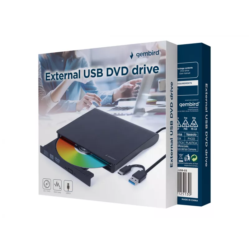 Gembird DVD-USB-03 unità DVD USB esterna, nera