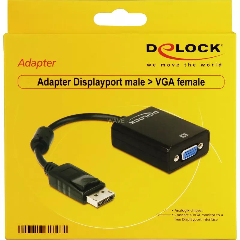 Adattatore per cavo video DeLOCK 61848 0,125 m VGA (D-Sub) DisplayPort nero