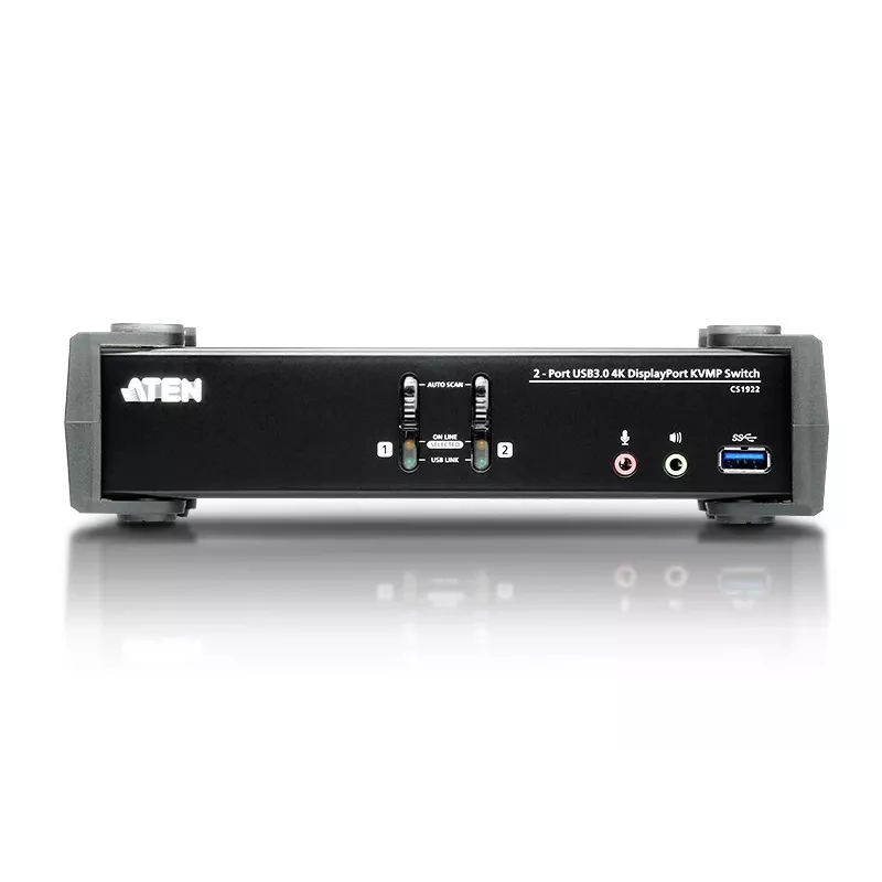 ATEN switch KVMP™ 2 porte USB 3.1 Gen 1 4K DisplayPort 1.2 con audio (cavo KVM incluso)
