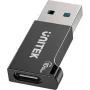Unitek adattatore USB-C a USB-A A1049ABK01 — nero, adattatore compatto USB-C (femmina) a USB-A (maschio)