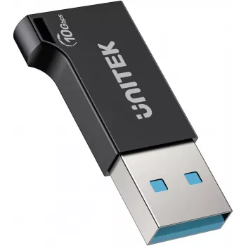 Unitek adattatore USB-C a USB-A A1049ABK01 — nero, adattatore compatto USB-C (femmina) a USB-A (maschio)
