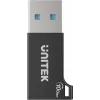Unitek adattatore USB-C a USB-A A1049ABK01 — nero, adattatore compatto USB-C (femmina) a USB-A (maschio)
