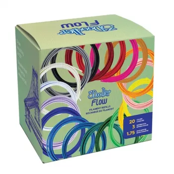 Filamento 3Doodler FLOW 20 PLA 20 colori ricarica acido polilattico (PLA) nero, blu, verde scuro, rosa scuro, oro, verde, viola, blu navy, arancione, rosa, trasparente, bianco, giallo