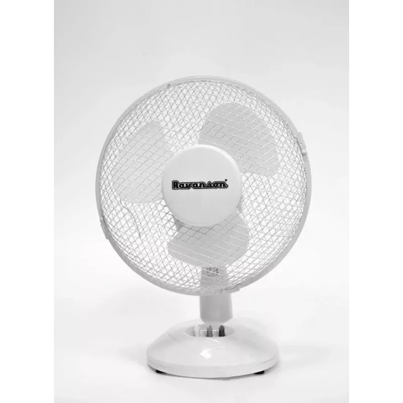 Ventilatore da tavolo per uso domestico Ravanson WT-1023 — pale da 27 cm, 3 pale, 2 velocità, 23 W, bianco