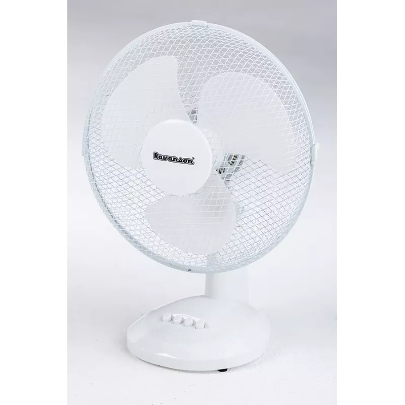 Ventilatore da tavolo per uso domestico Ravanson WT-1030 — pale da 35 cm, 3 velocità, 35 W, corpo in plastica, grigio