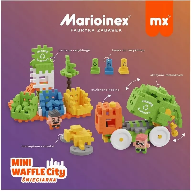 Marioinex Mini Waffle City camion della spazzatura, costruzioni, 148 pezzi (903131)