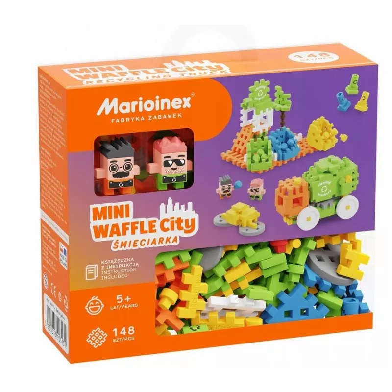 Marioinex Mini Waffle City camion della spazzatura, costruzioni, 148 pezzi (903131)