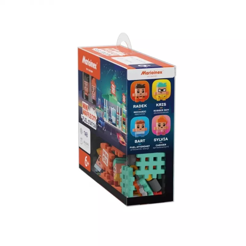 Set di costruzioni Marioinex Mini Waffle Blocks stazione di servizio, 148 pezzi, multicolore, da 6 anni