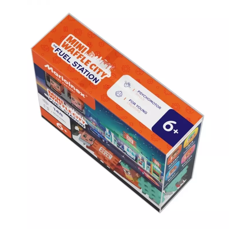 Set di costruzioni Marioinex Mini Waffle Blocks stazione di servizio, 148 pezzi, multicolore, da 6 anni