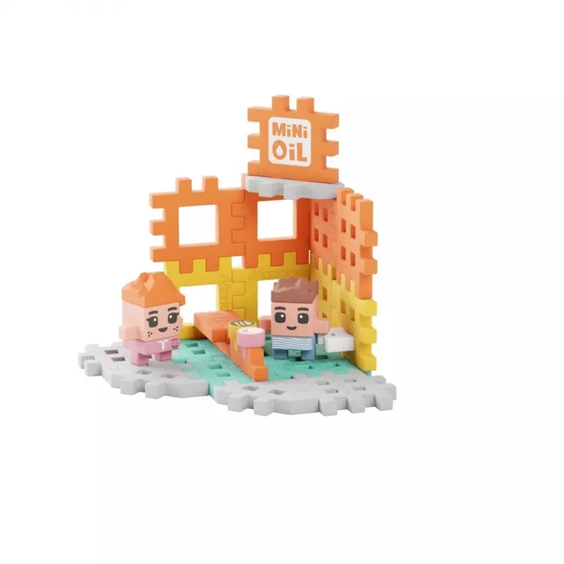 Set di costruzioni Marioinex Mini Waffle Blocks stazione di servizio, 148 pezzi, multicolore, da 6 anni
