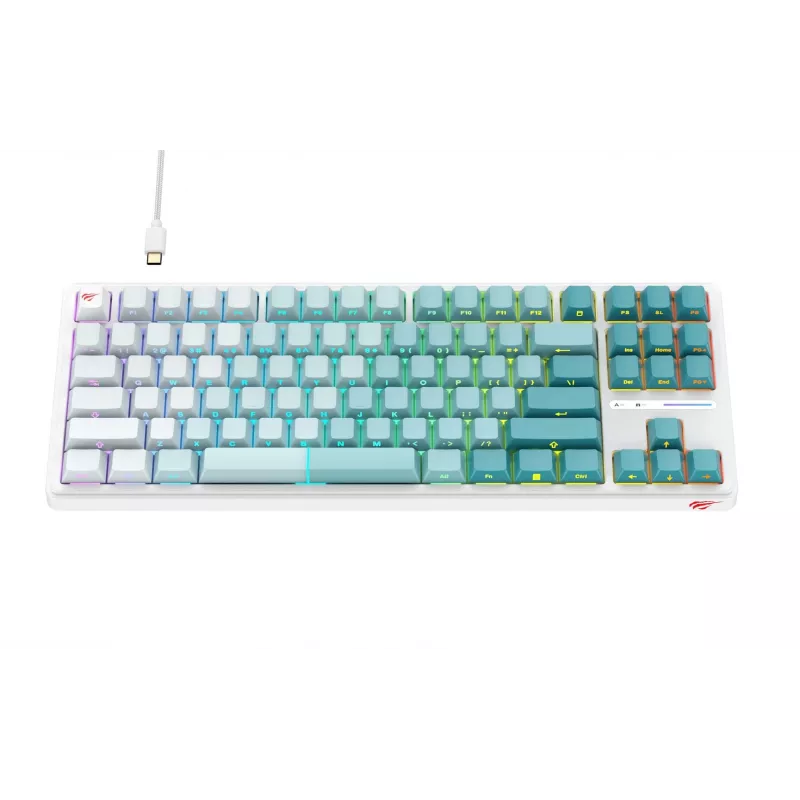 Tastiera gaming Havit KB901L bianca e verde USB con filo RGB LED