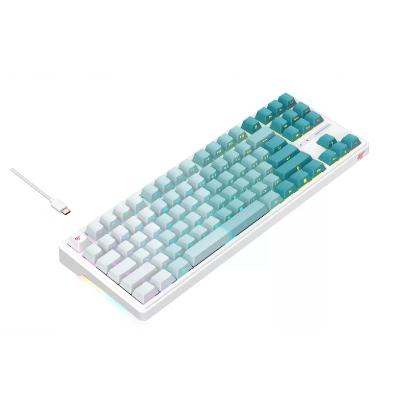 Tastiera gaming Havit KB901L bianca e verde USB con filo RGB LED
