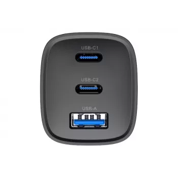 Caricabatterie da viaggio Havit UC20 GaN 65 W a tre porte nero