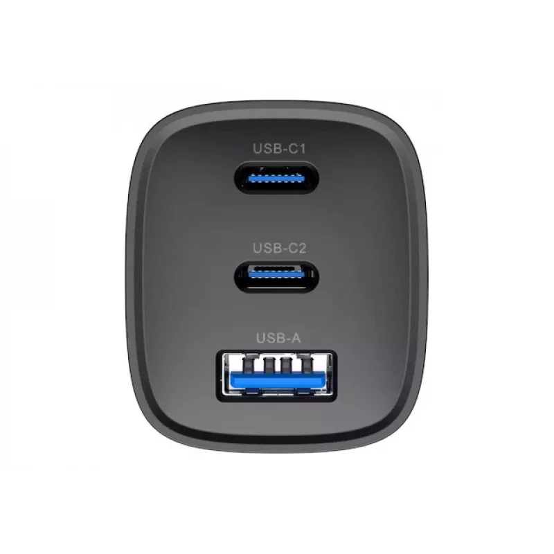 Caricabatterie da viaggio Havit UC20 GaN 65 W a tre porte nero
