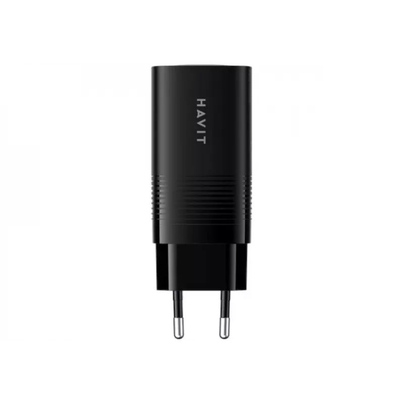 Caricabatterie da viaggio Havit UC20 GaN 65 W a tre porte nero