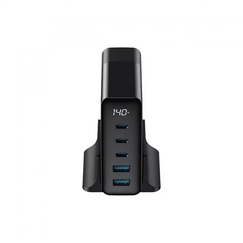 HAVIT Caricabatterie da viaggio UCLE004 EU 140W a cinque porte GaN nero