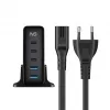HAVIT Caricabatterie da viaggio UCLE004 EU 140W a cinque porte GaN nero