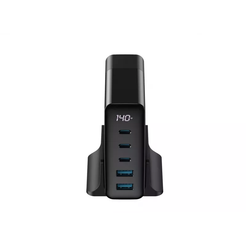 HAVIT Caricabatterie da viaggio UCLE004 EU 140W a cinque porte GaN nero