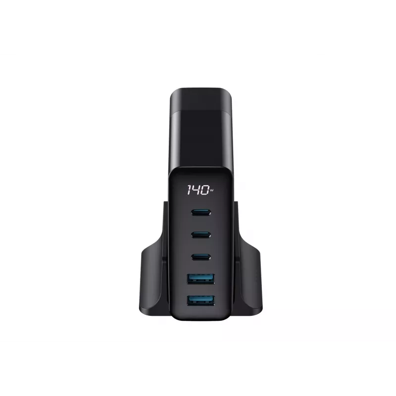 HAVIT Caricabatterie da viaggio UCLE004 EU 140W a cinque porte GaN nero