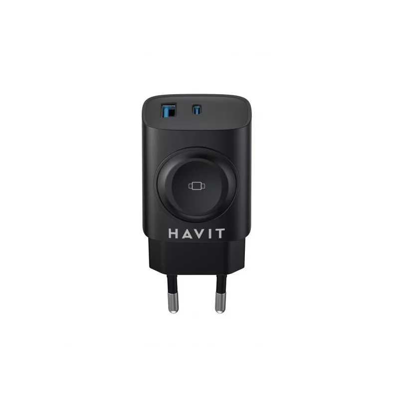 Havit UC132 EU GaN 22W caricabatterie a doppia porta ricarica wireless nero