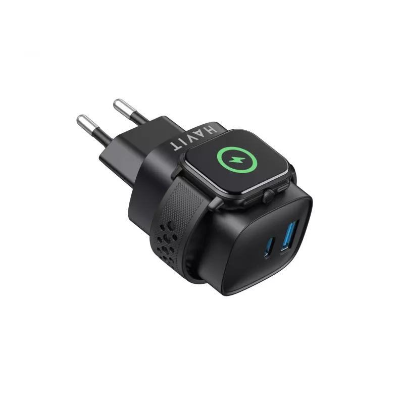 Havit UC132 EU GaN 22W caricabatterie a doppia porta ricarica wireless nero
