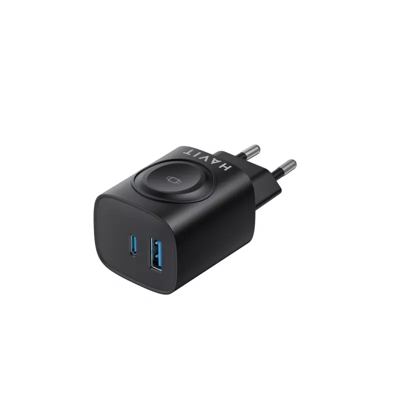 Havit UC132 EU GaN 22W caricabatterie a doppia porta ricarica wireless nero