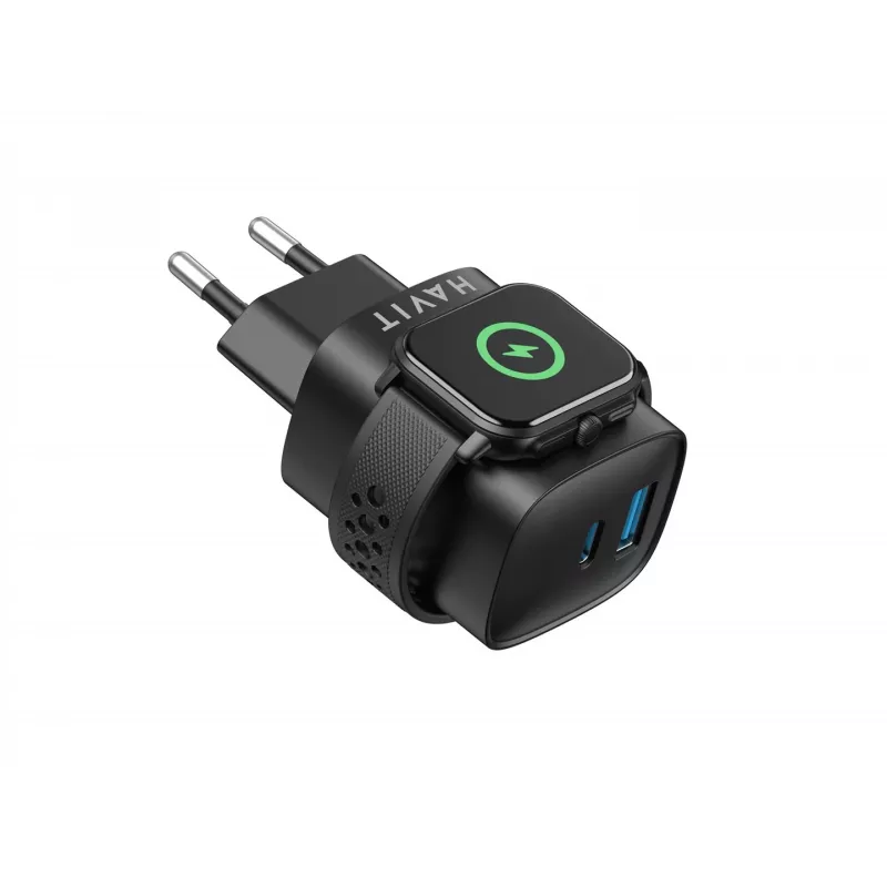 Havit UC132 EU GaN 22W caricabatterie a doppia porta ricarica wireless nero
