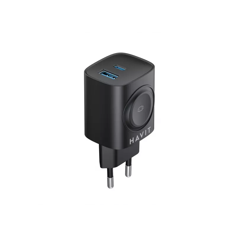 Havit UC132 EU GaN 22W caricabatterie a doppia porta ricarica wireless nero