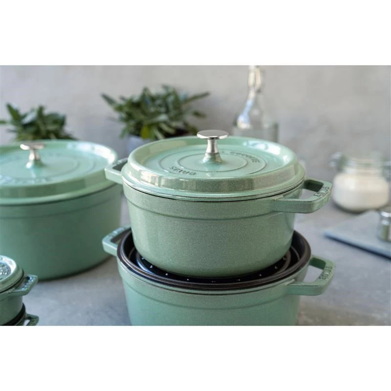 Staub pentola rotonda in ghisa per brasato 5,2 L, menta – La Cocotte 26 cm