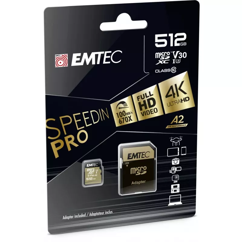 Scheda di memoria Emtec 512GB MicroSDXC UHS-I ECMSDM512GXC10SP