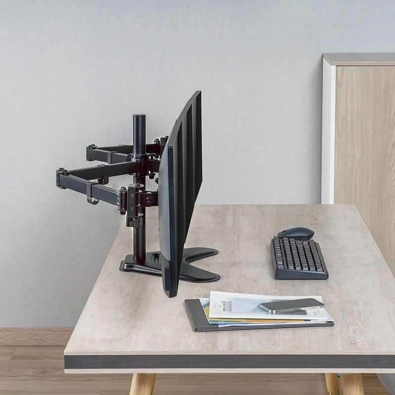 LOGILINK BP0174 Supporto per tre monitor 17-27 pollici lunghezza braccio 658 mm ciascuno con supporto per smartphone alluminio