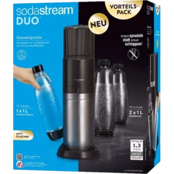 Sodastream DUO nero acciaio inox — gasatore d'acqua per uso domestico