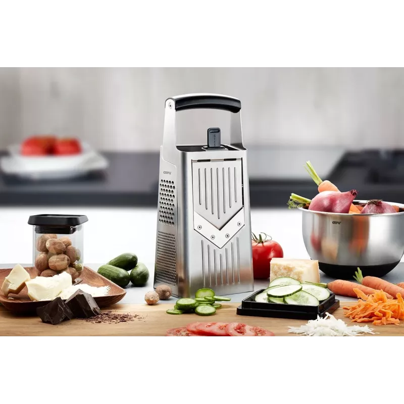 Grattugia a cassetta GEFU 10761 nero argento acciaio inox