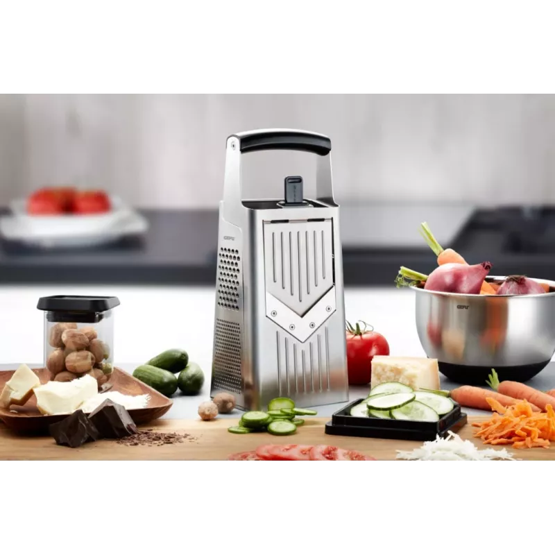 Grattugia a cassetta GEFU 10761 nero argento acciaio inox