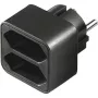 Adattatore di rete 1x spina Schuko > 2x Euro, adattatore presa nero, ciabatta salvaspazio