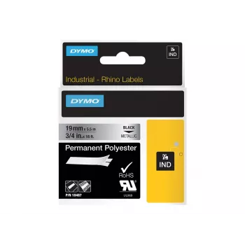 DYMO 19 mm RHINO Permanent Polyester - nero su grigio - poliestere - D1 - Belgio - box (S0718200)