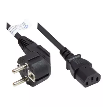 Cavo di alimentazione connettore maschio Schuko tipo E+F (CEE 7/7, angolato) a C13 (dritto), nero, 1,00 mm², 5 m, Good Connections® (P0130-S050)