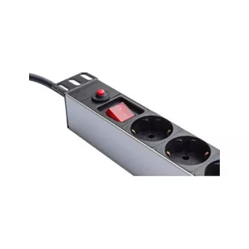 Ciabatta 48,30cm (19), 1HE, spina Schuko su 8x presa Schuko, ÜSS, interruttore, profilo in alluminio, Good Connections® (GC-N0087)