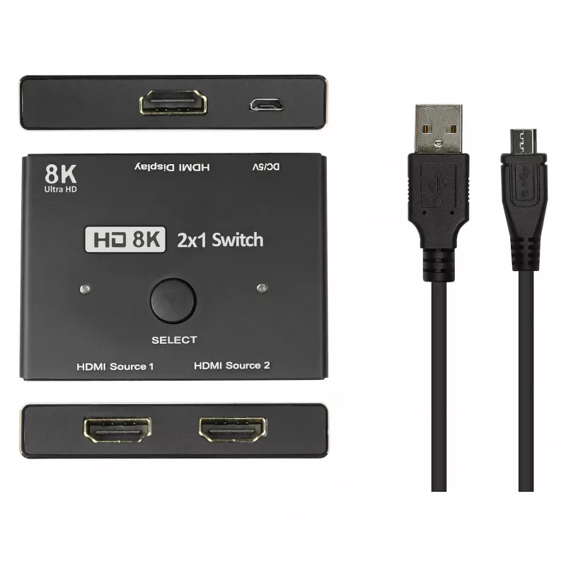 Alcasa switch HDMI - HDMI - nero - metallo - 7680 x 4320 - Dati - oro (GC-M0261)