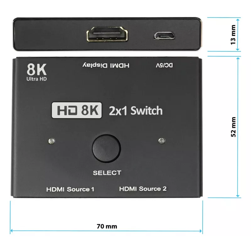 Alcasa switch HDMI - HDMI - nero - metallo - 7680 x 4320 - Dati - oro (GC-M0261)
