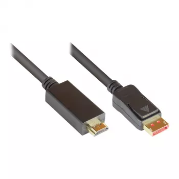 Cavo di collegamento DisplayPort 1.4 a HDMI 2.0, 4K @60Hz, contatti placcati oro, OFC, nero, 5 m, Good Connections® (DP14-HDMI5)